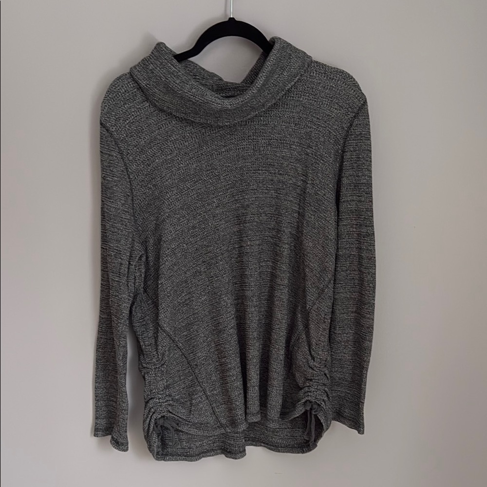 J. Jill Cotton Waffle Knit Cowl Neck Sweatshirt
